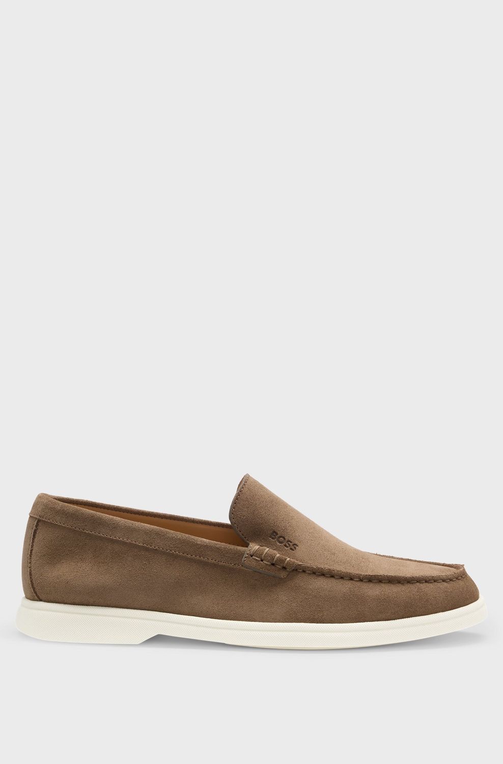 Hugo boss Loafers van suède met contrasterende buitenzool beige