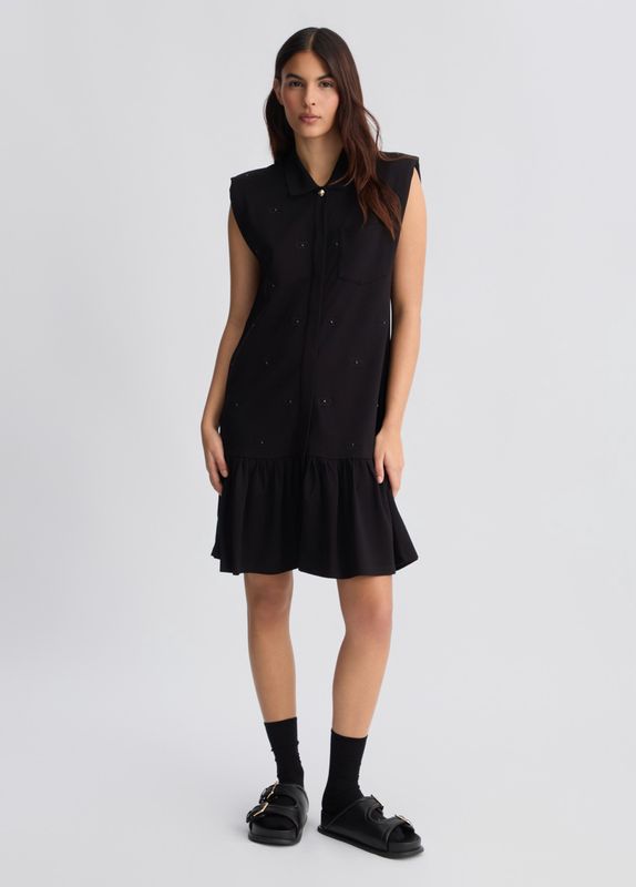 Shirt dress with logo zwart