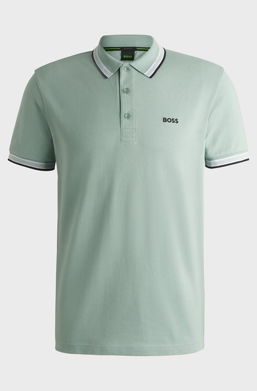 Hugo boss Paddy-polo van katoenpiqué met een logo op de onderkraag groen