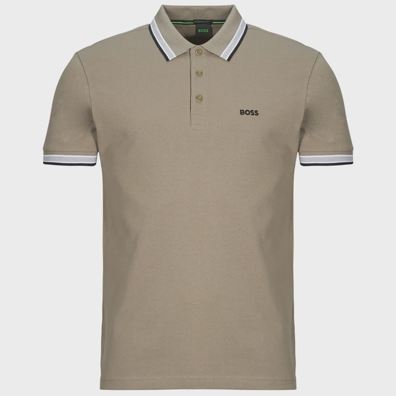 Hugo boss regular fit polo Paddy met contrastbies lightbrown