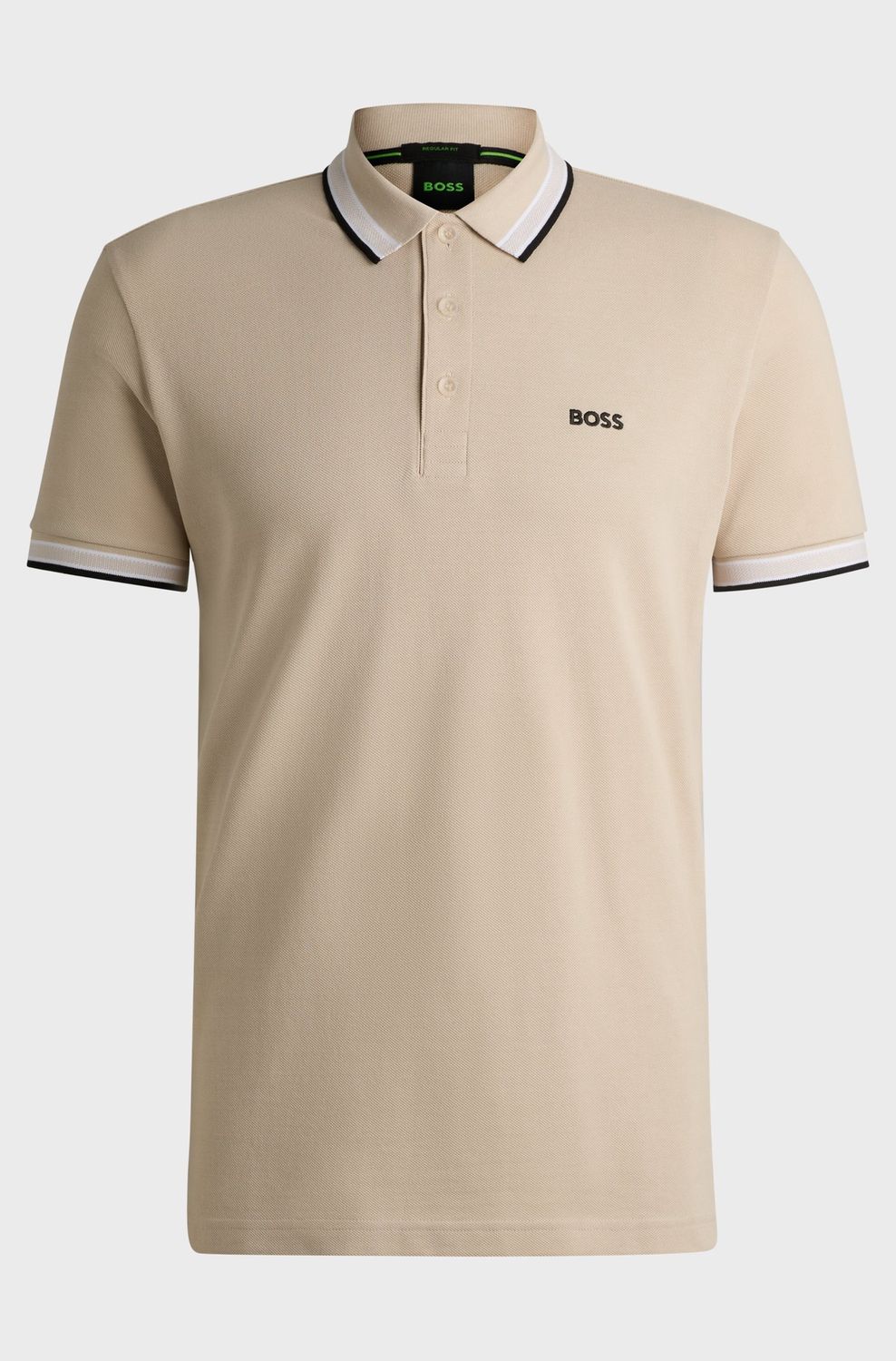 Hugo boss Paddy-polo van katoenpiqué met een logo op de onderkraag beige