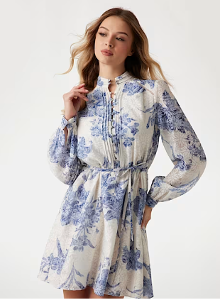 Guess Dames Jurk Adelaide Flare Dreaming Lilies Print