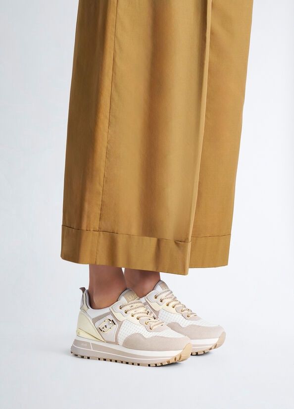 Suede and mesh platform sneakers