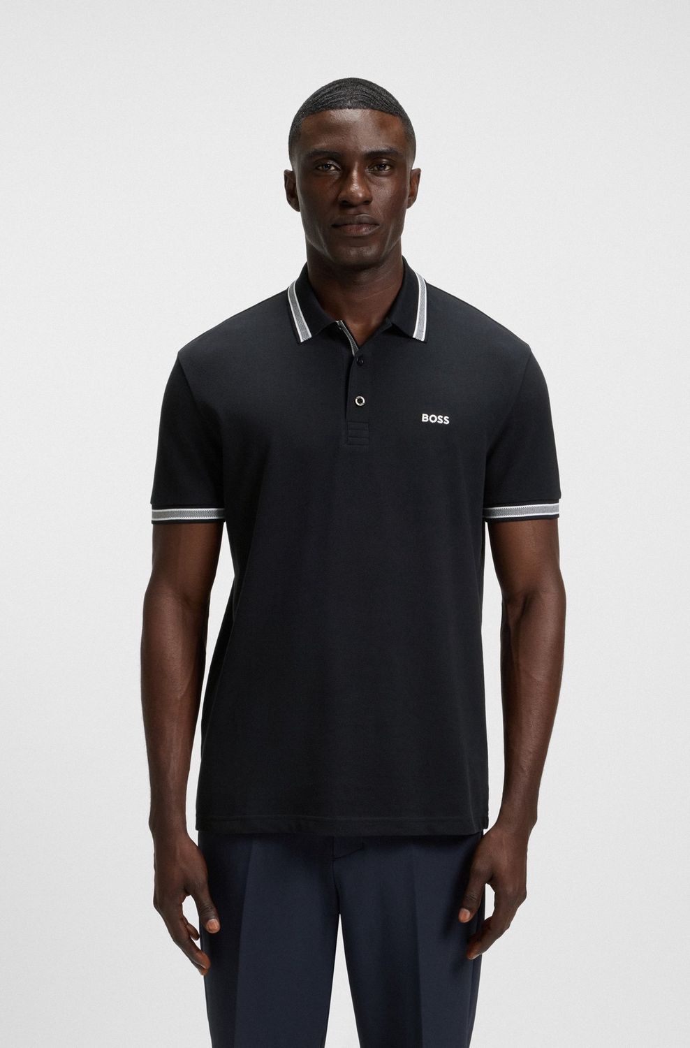 Hugo boss Paddy-polo van katoenpiqué met een logo op de onderkraag donkerblauw