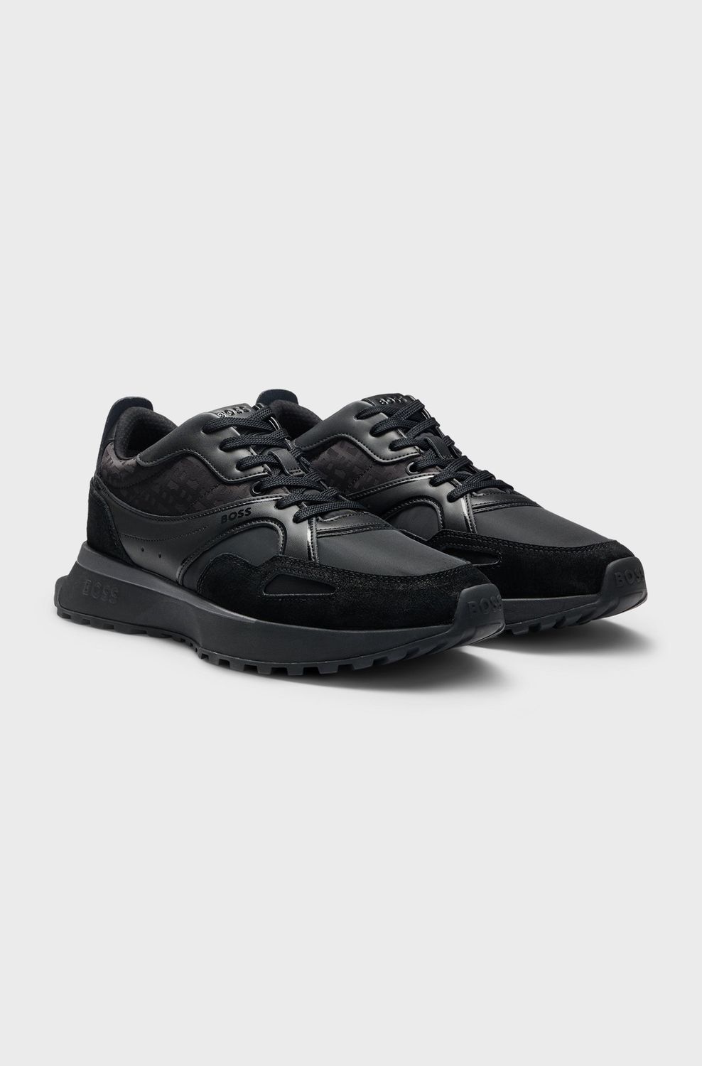 Hugo boss Sneakers van verschillende materialen met mesh en leer