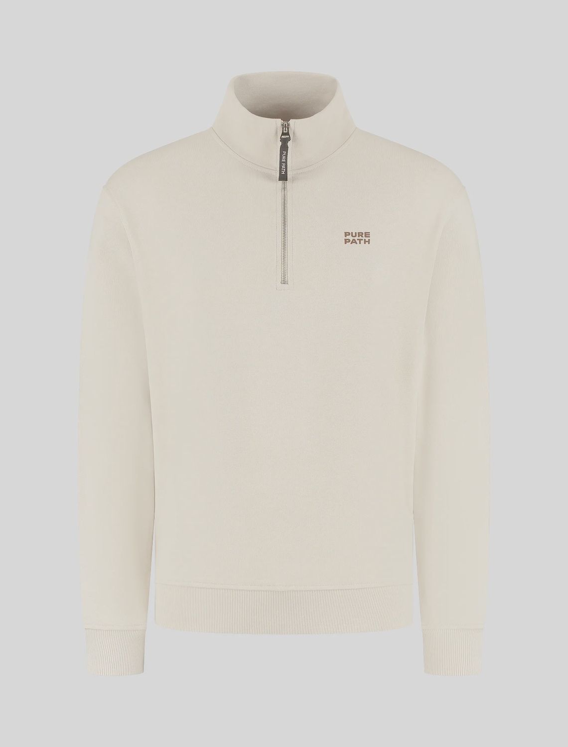 Pure path Stacked Logo Half-Zip Sweater sand