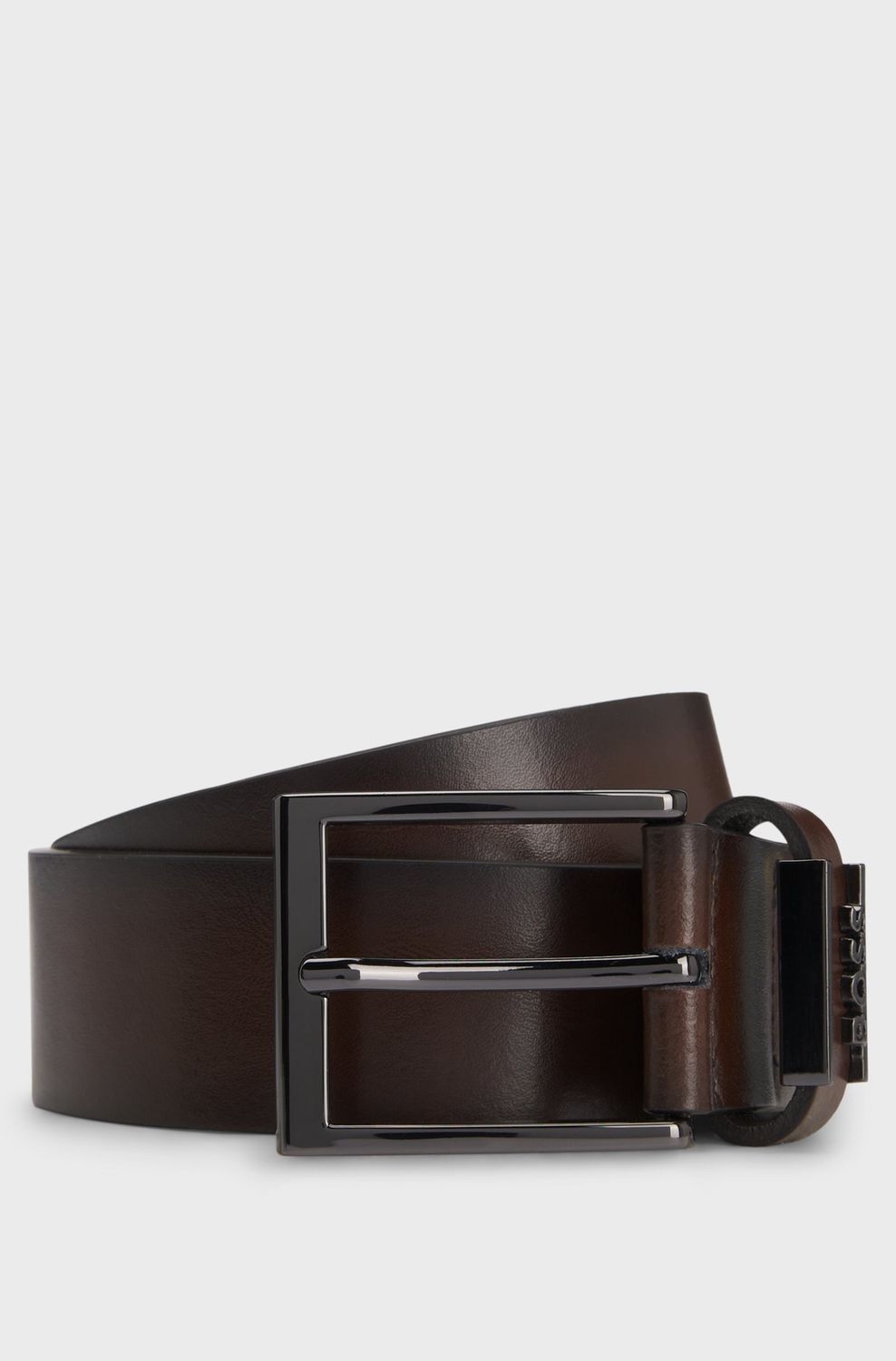 Hugo boss Riem van Italiaans leer met logolus bruin