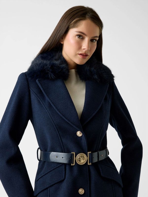 Geuss Jas met riem van wolmix navy