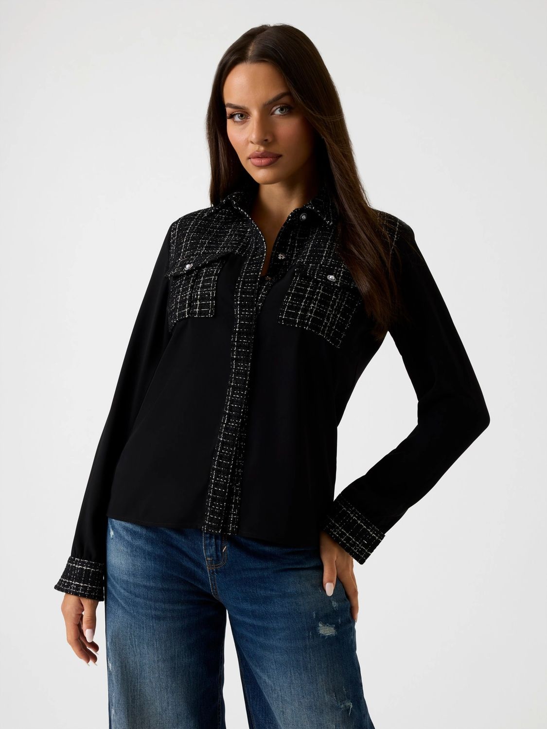 Guess Overhemd van bouclé tweed