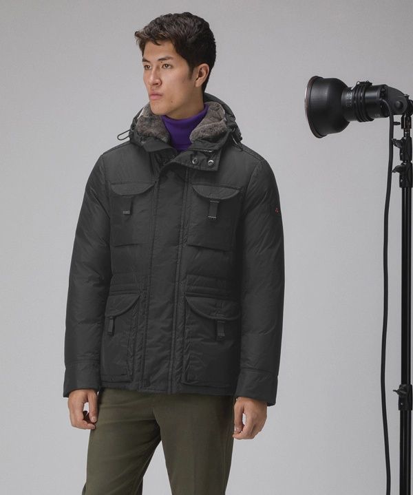 Peuterey Urban field jacket with fur collar black