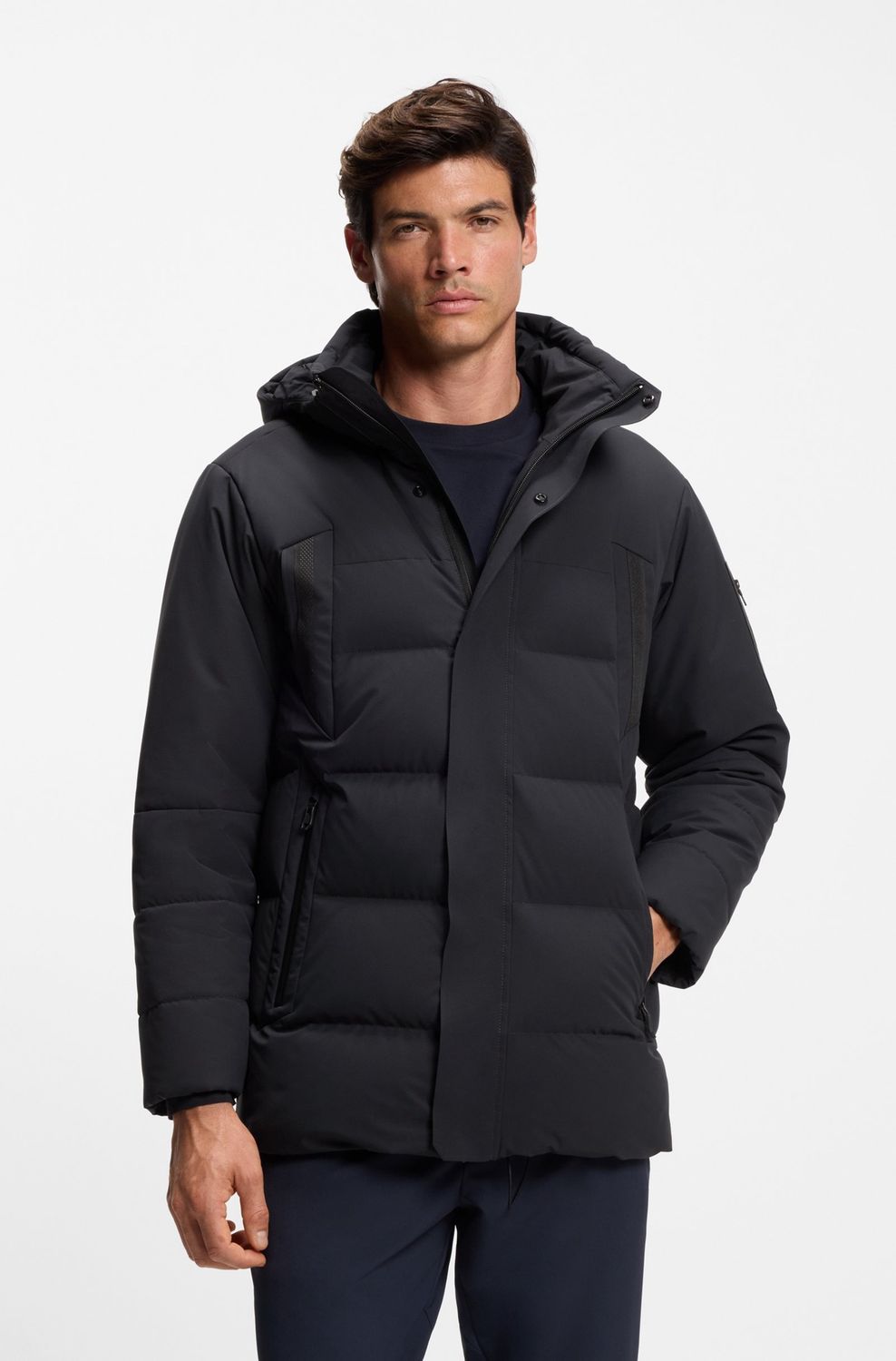Hugo boss Waterafstotende parka met donsvulling donkerblauw
