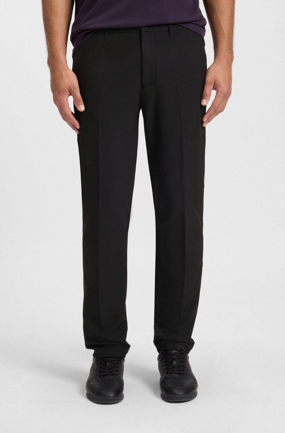 Hugo Boss Regular-fit broek van waterafstotend stretchmateriaal zwart
