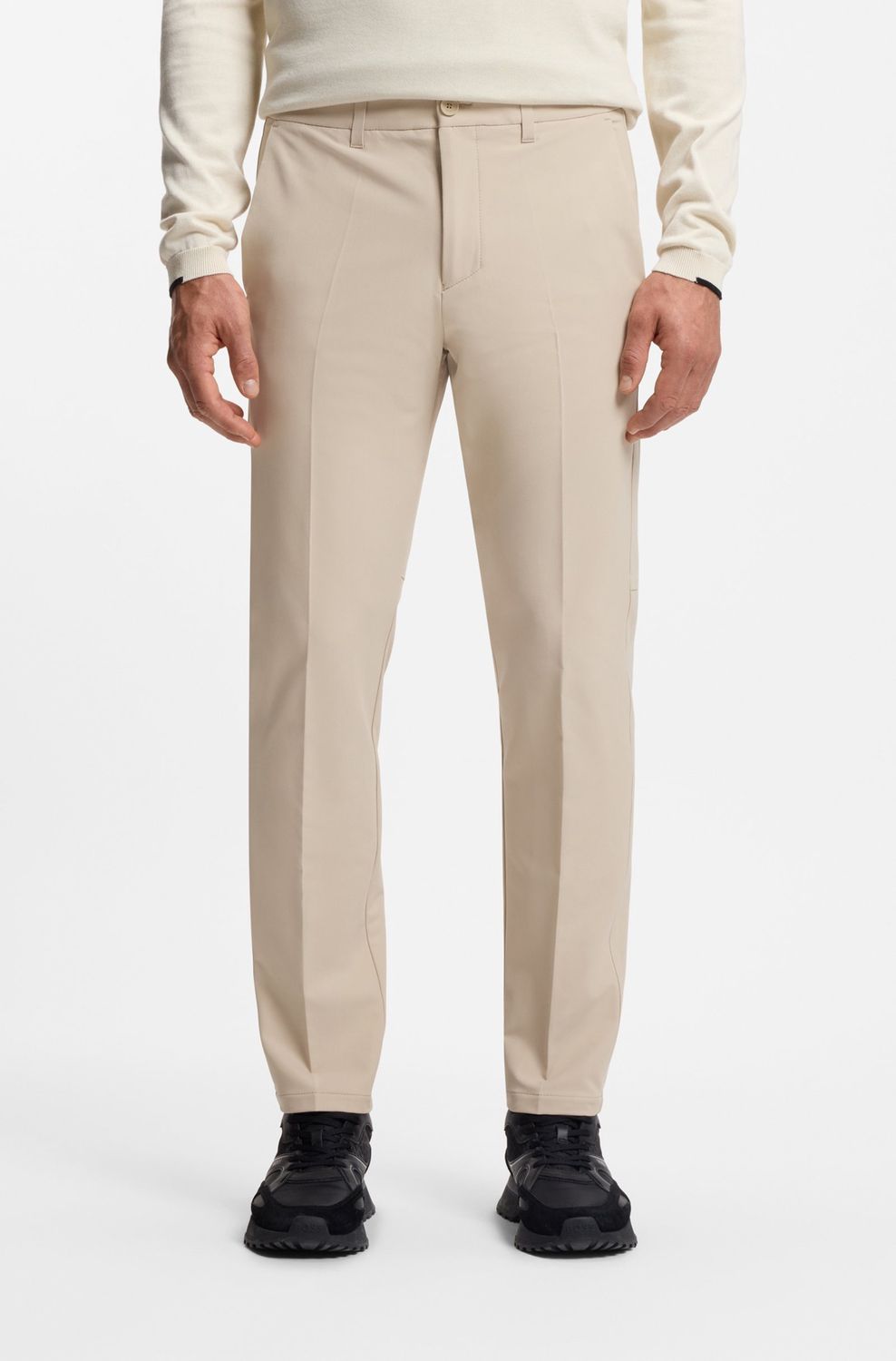 Hugo Boss Regular-fit broek van waterafstotend stretchmateriaal lichtbeige