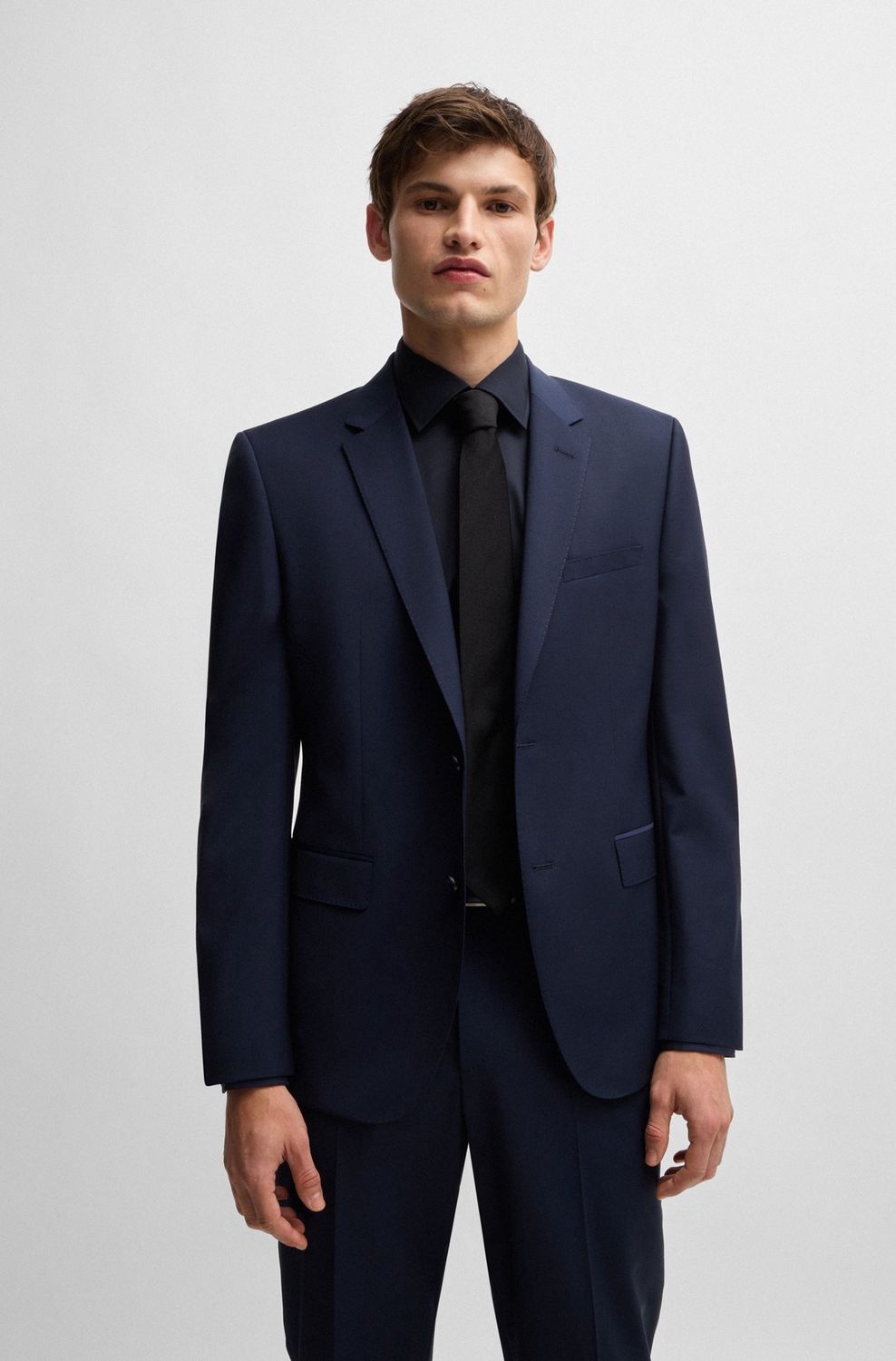 Hugo boss Slim fit overhemd donkerblauw