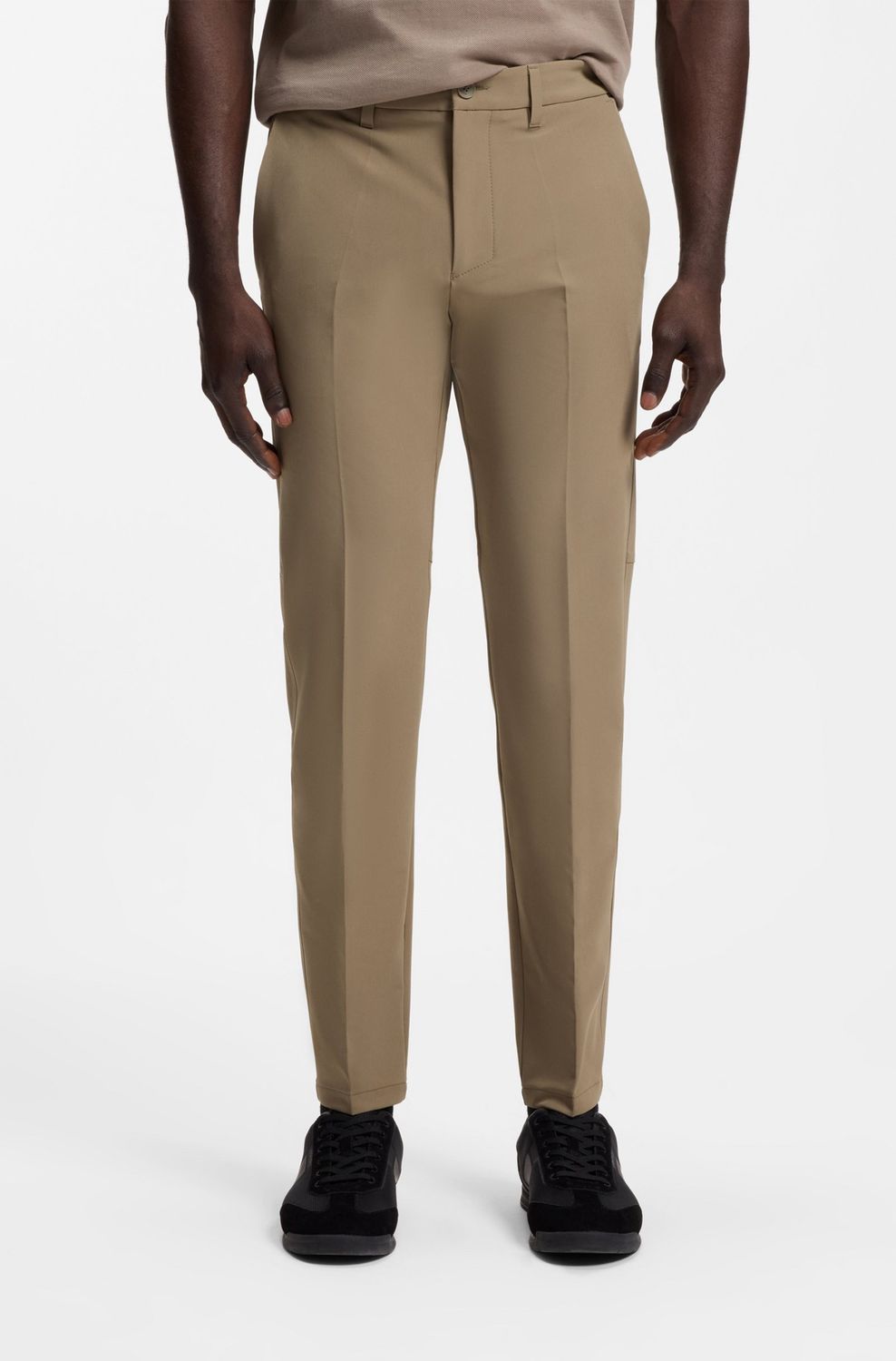 Hugo boss Slim-fit broek van waterafstotend stretchmateriaal olijf