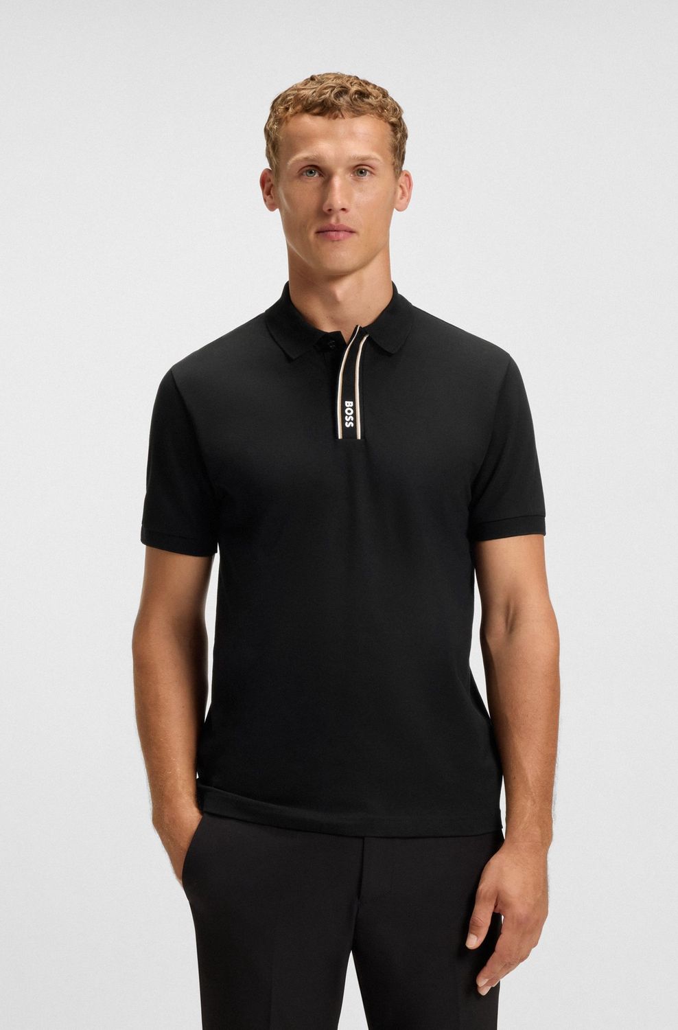 Hugo boss Paddy-polo met gestreepte sluiting en logo