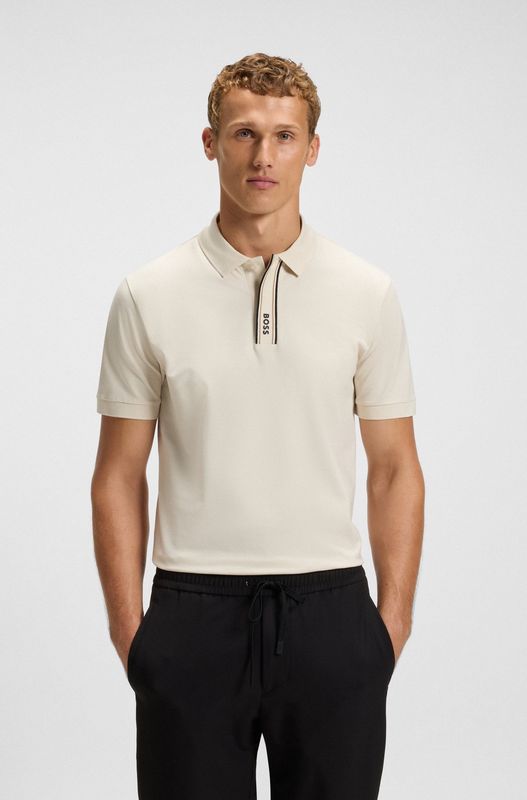 Hugo boss Paddy-polo met gestreepte sluiting en logo beige