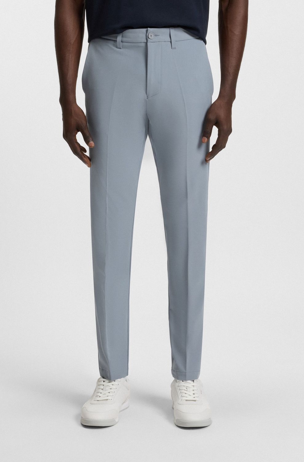 Hugo boss Slim-fit broek van waterafstotend stretchmateriaal donker grijz