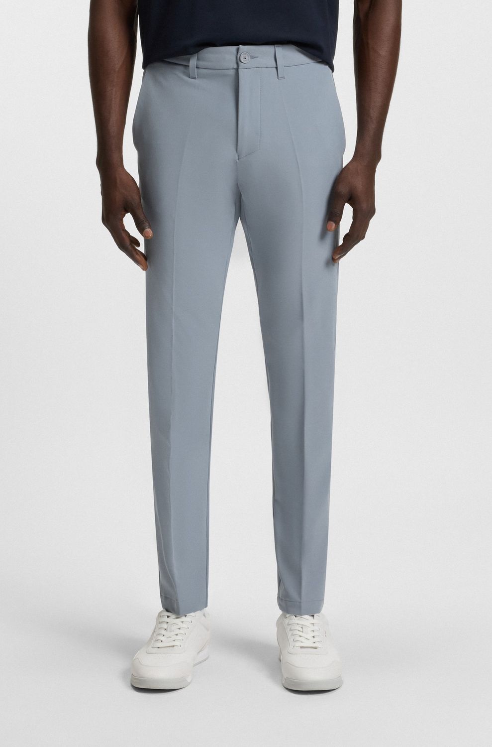 Hugo boss Slim-fit broek van waterafstotend stretchmateriaal donker grijz