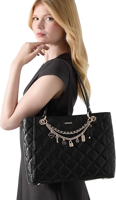 GUESS schoudertas shopper Libby Noel Tote Black zwart