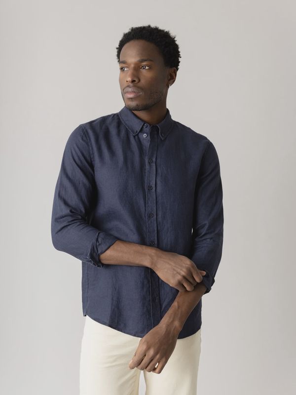 Mos mosh G Theo Linen Shirt navy