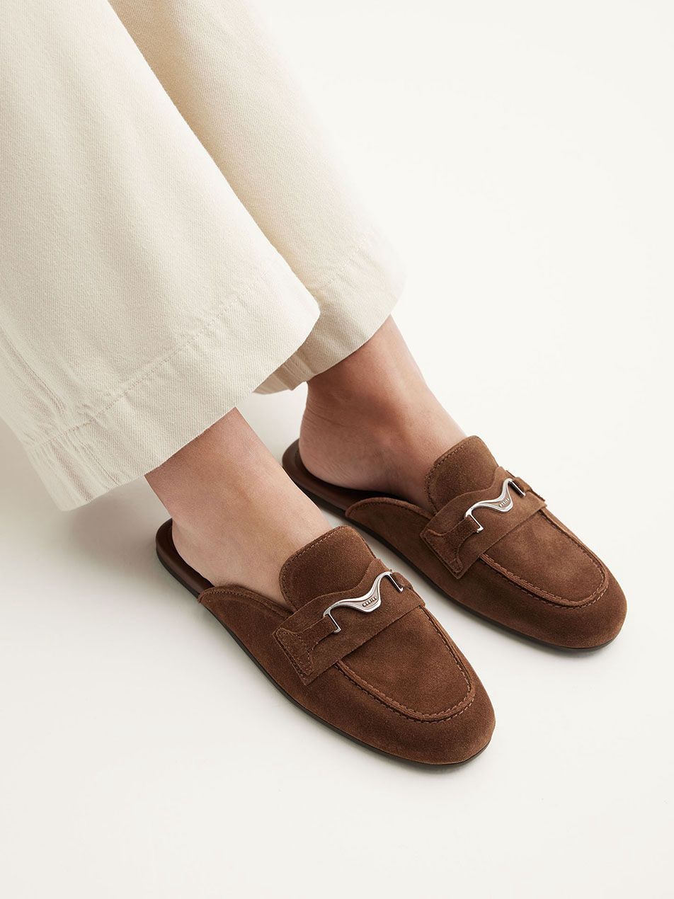 Nubikk Joan Mule Bruine Suède Slippers voor Dames