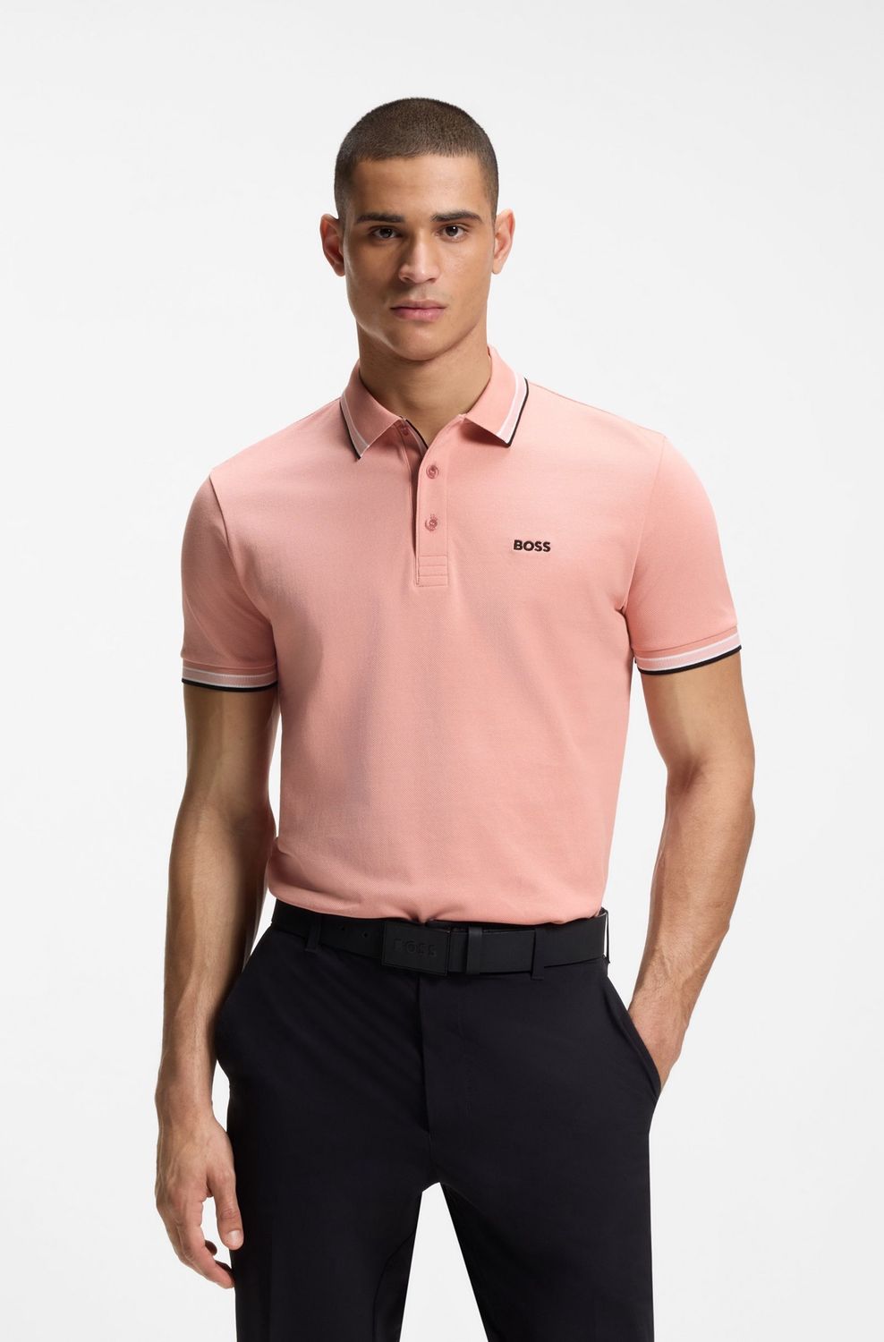 Hugo boss Paddy-polo van katoenpiqué licht roze