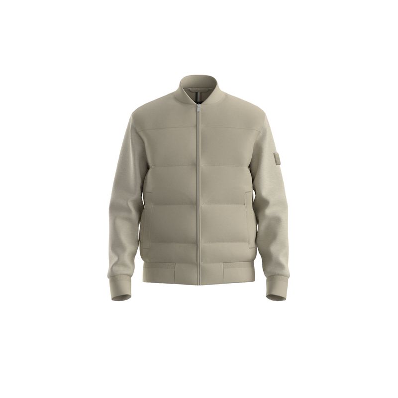 Hugo BossHugo Boss Sweatshirt met rits en gewatteerde voorkant beige