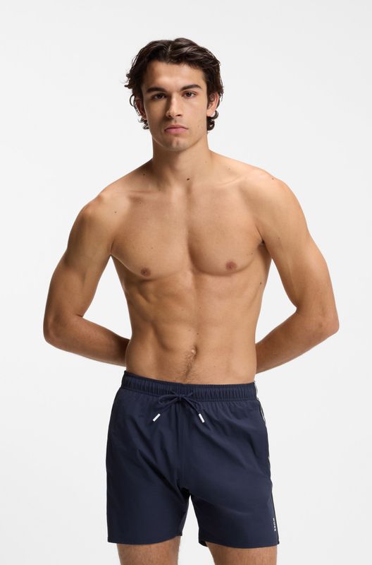 Hugo Boss Zwemshort met kenmerkende streep en logo donkerblauw