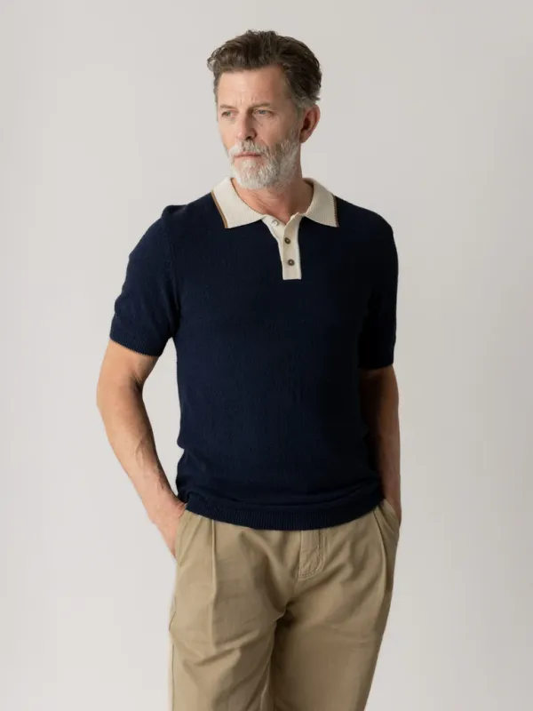 Mos mosh G Francesco Polo Knit dune dinkeblauw