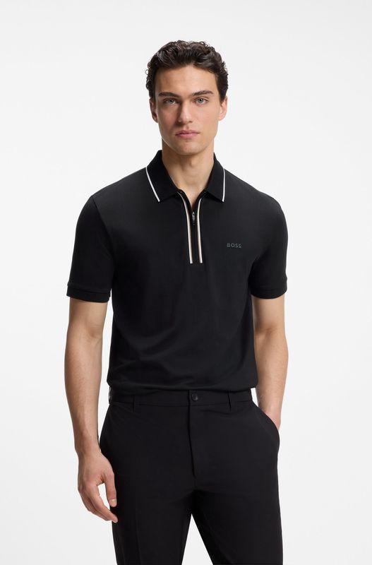 Hugo boss Active Slim-fit polo van vochtafvoerende stretchkatoen zwart