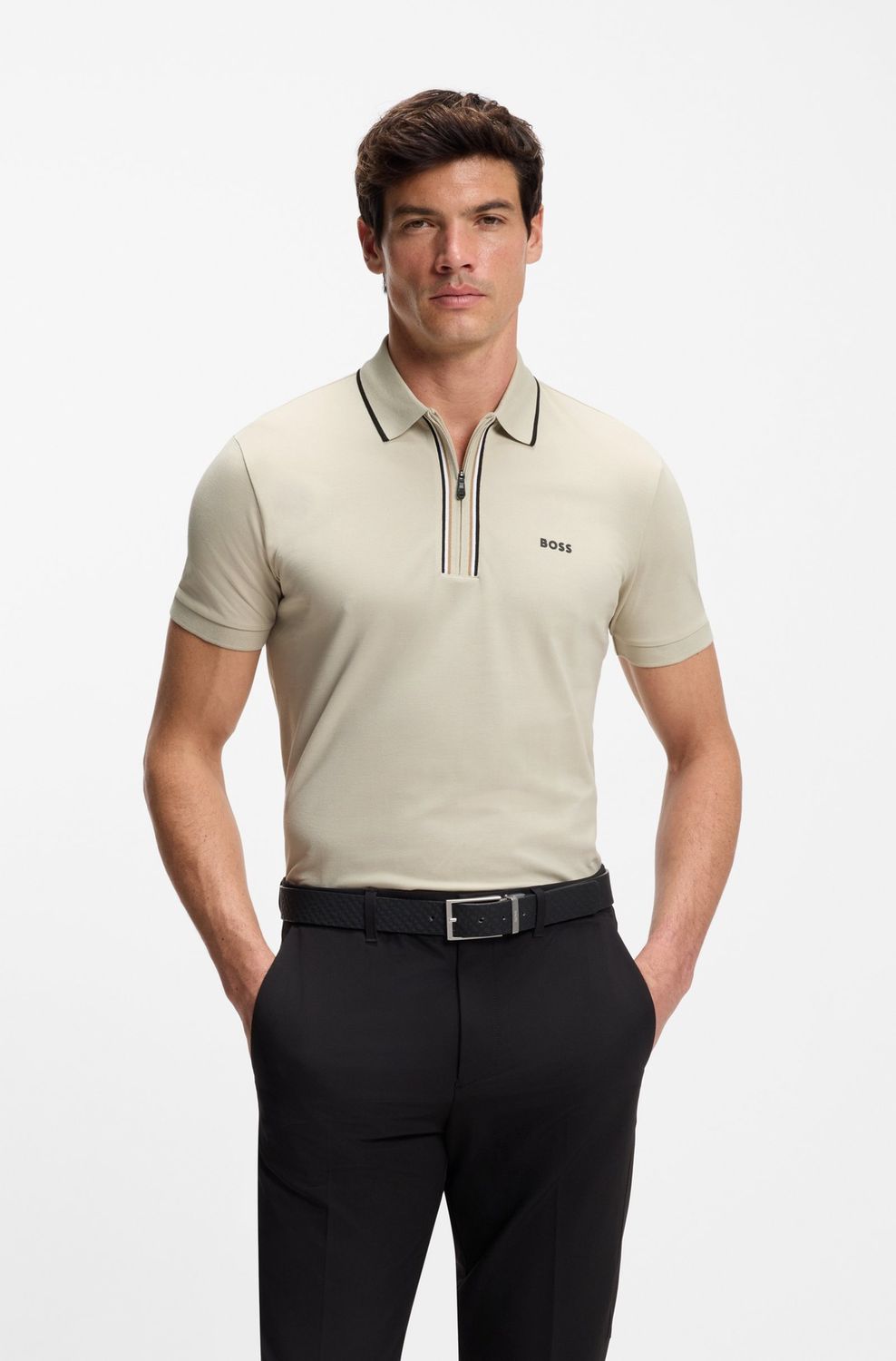 Hugo boss Active Slim-fit polo van vochtafvoerende stretchkatoen