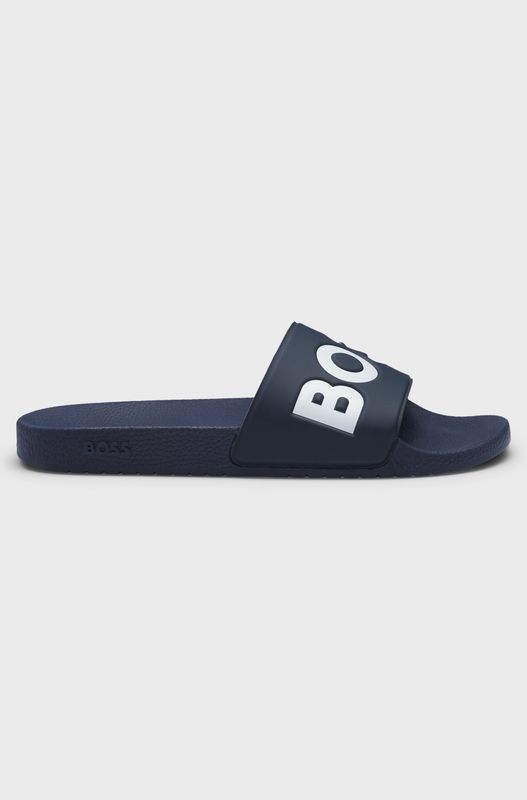 Hugo Boss In Italië vervaardigde slippers met groot logodetail