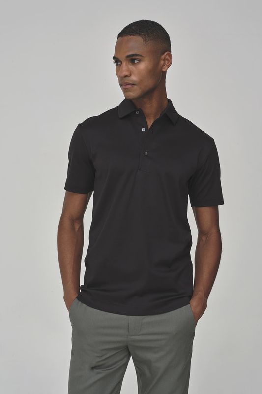 ValenzaSupima Polo Schiller Collar Korte Mouwen | Zwart