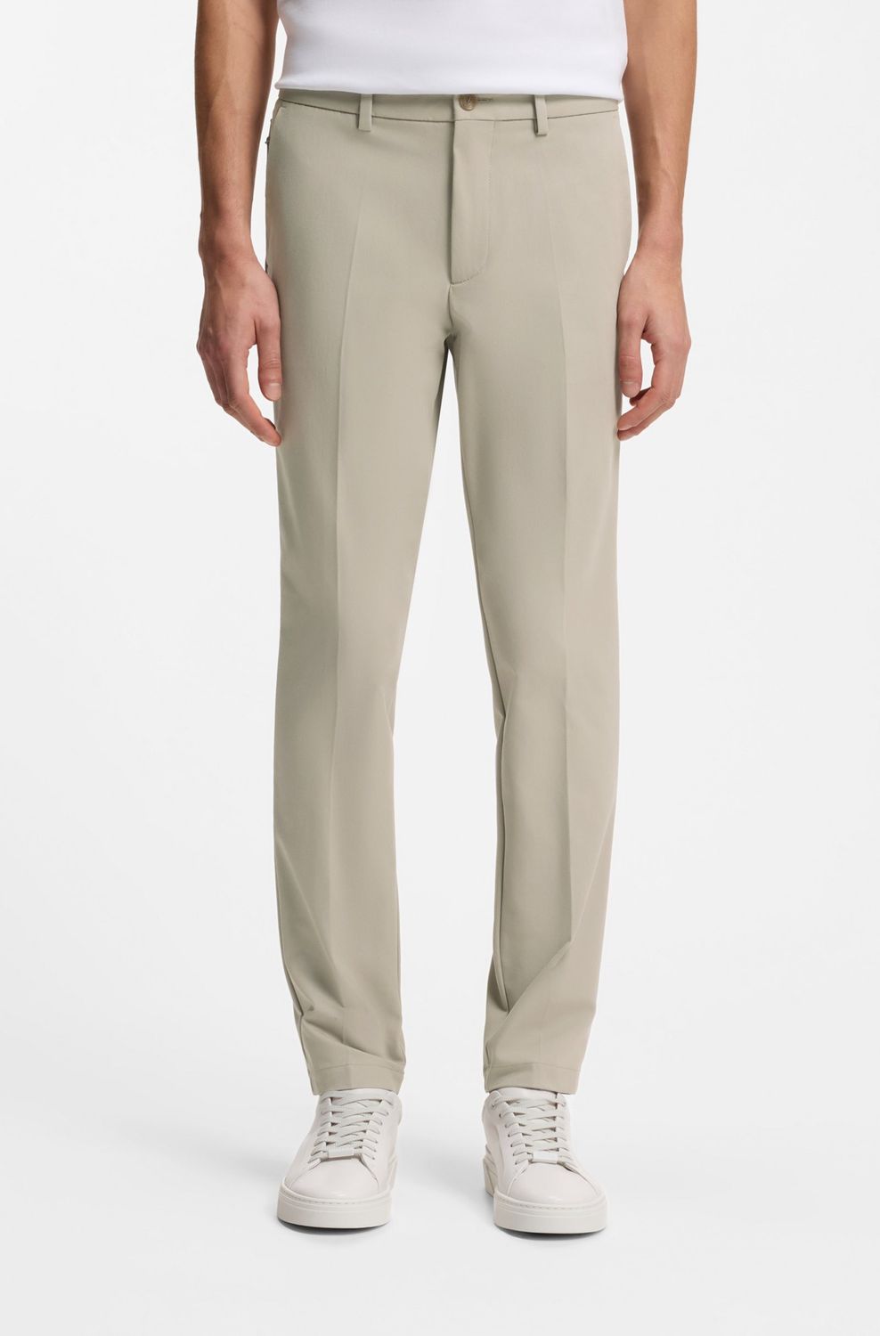 Hugo boss Slim-fit broek van een katoenmix met stretch olijf