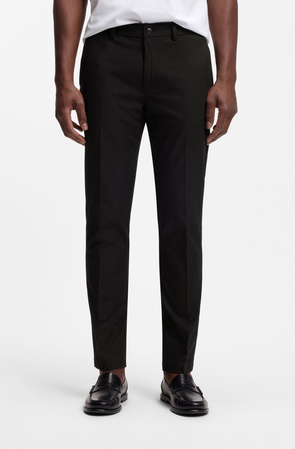 Hugo boss Slim-fit broek van een katoenmix met stretch zwart