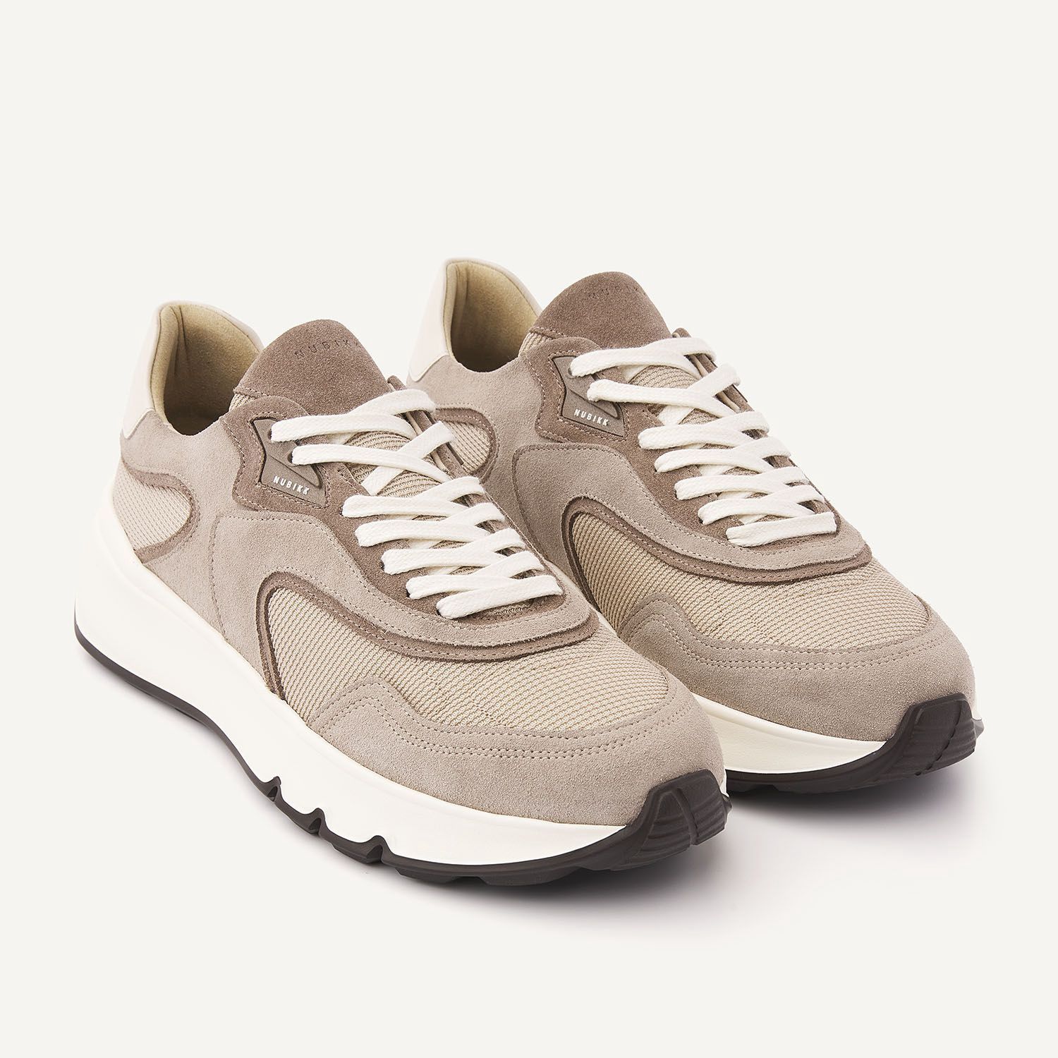 Nubikk Luca Noa Beige Taupe Suède Sneakers voor Heren