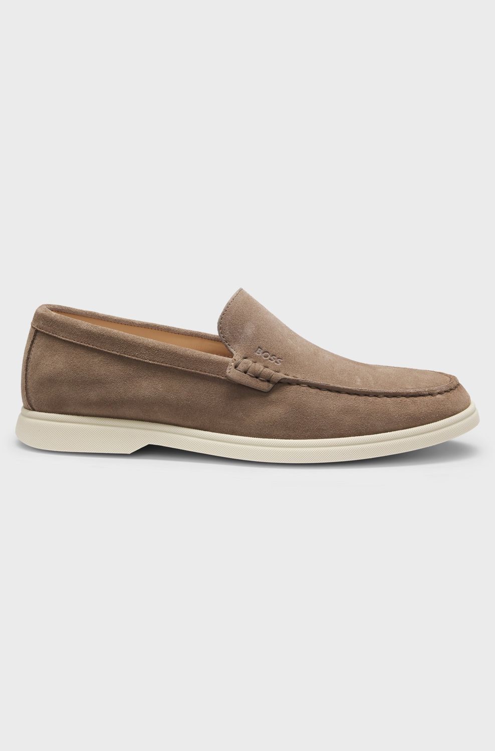 Hugo Boss Suède loafers met reliëflogo