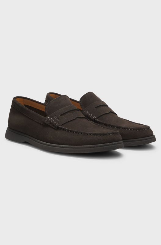 Hugo boss Suède loafers met logo-inkeping