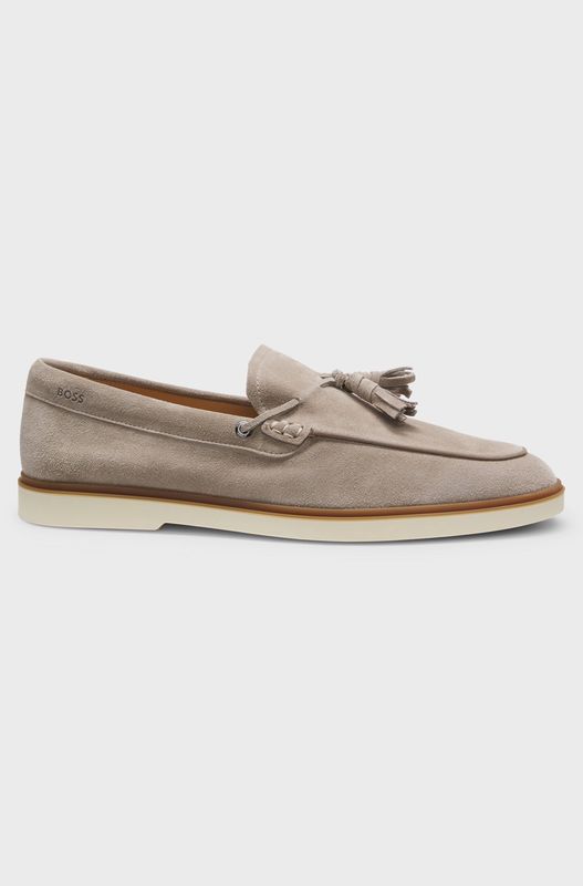 Hugo Boss Loafers van suède met kwastje beige