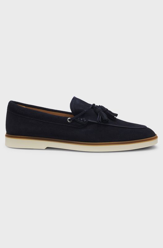 Hugo Boss Loafers van suède met kwastje donkerblauw