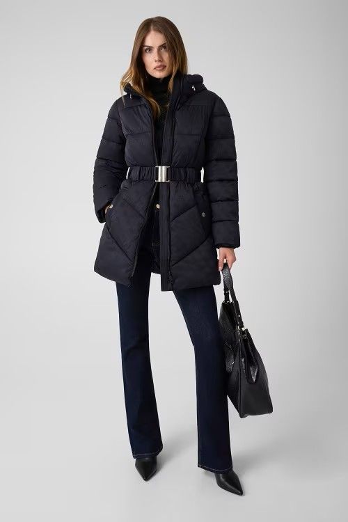 Guess  Gewatteerde Winterjas met Riem – Zwart