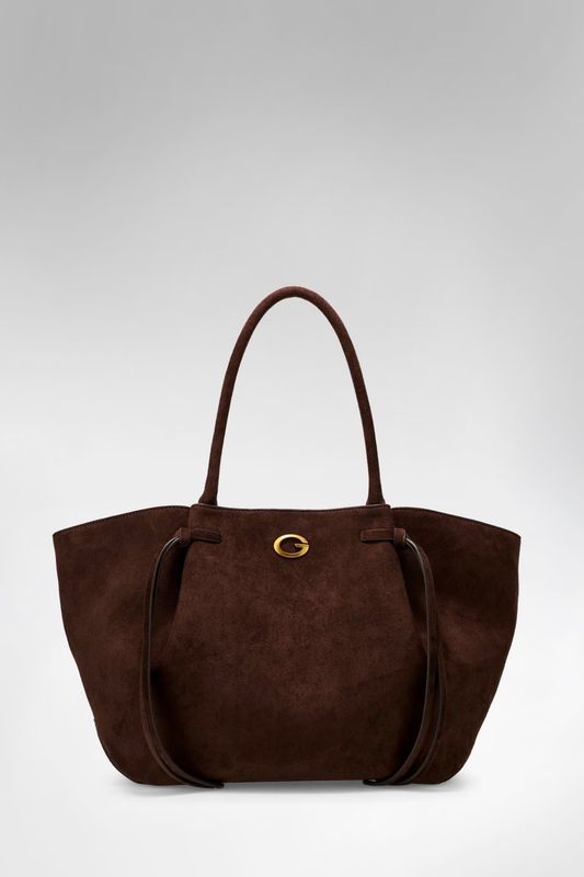 Guess Allegra Suède Tote Tas bruin