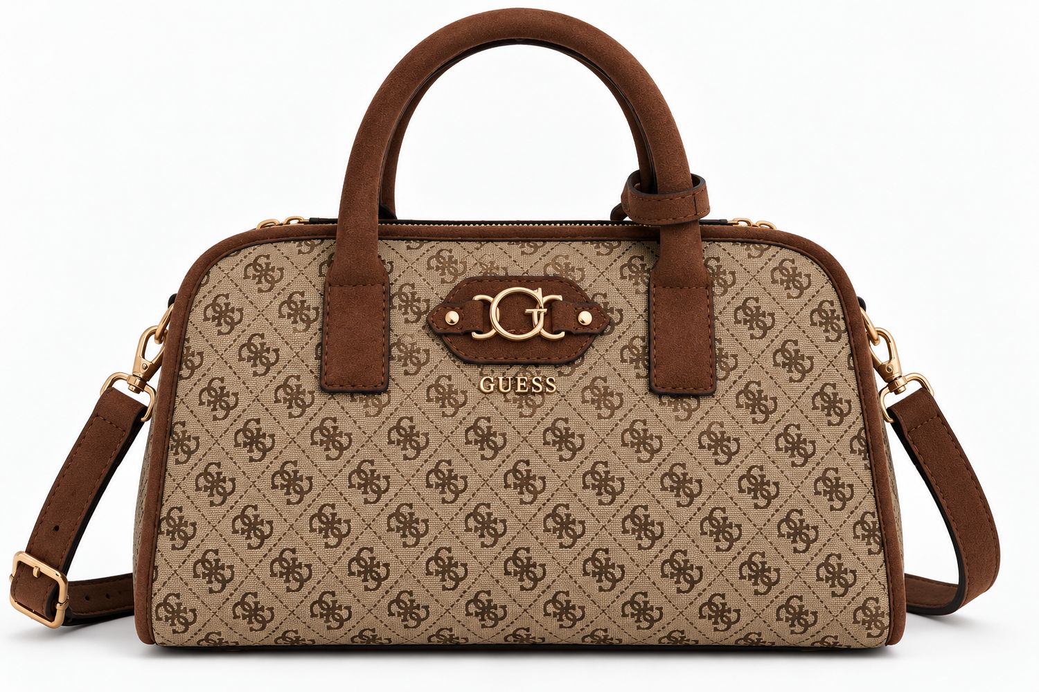GUESS Monogram Handtas – Beige/Bruin