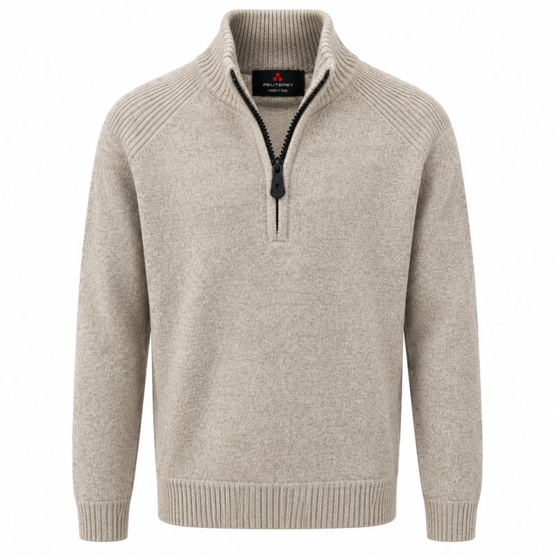 PEUTEREY BRAILLE GRS – Mouliné Wool Sweater with Half Zip
