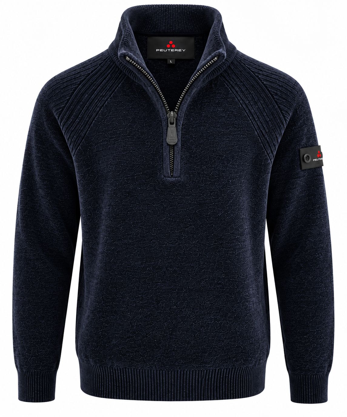 Peuterey CRIVELLI – Plain Chenille Sweater met Half Zip – Donkerblauw