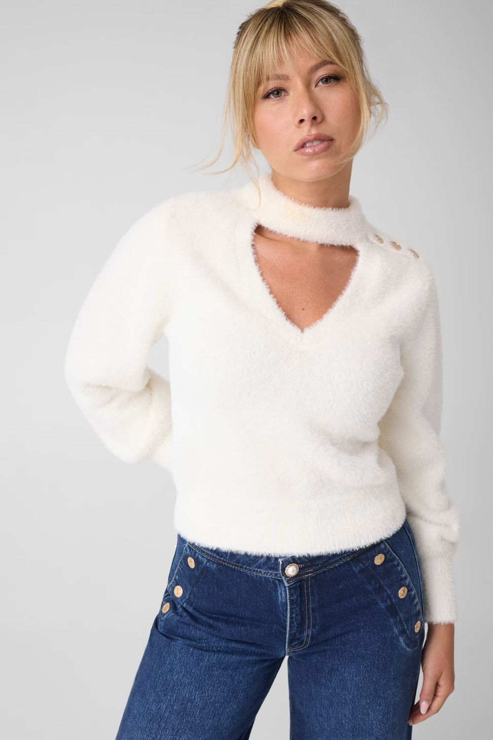 Guess Choker trui wit