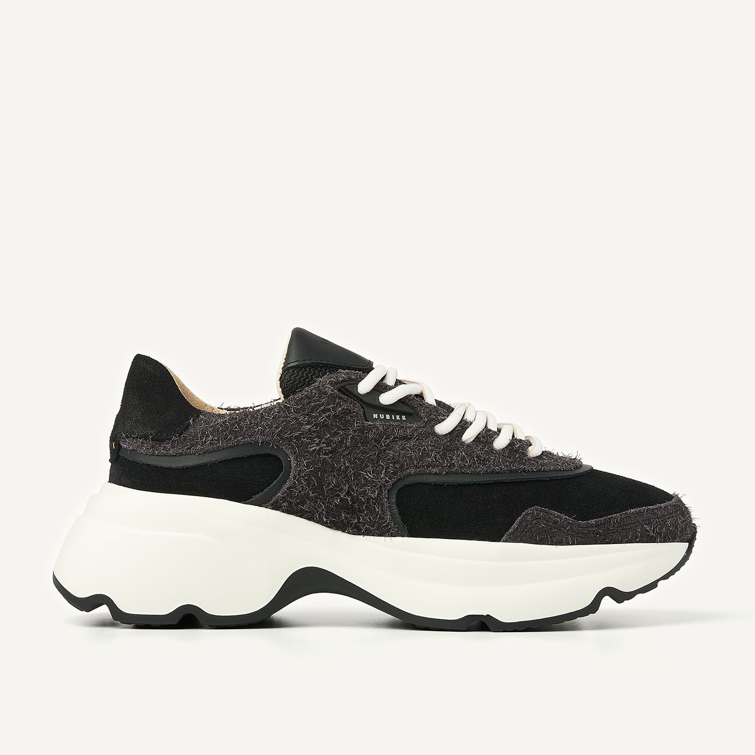 Nubikk Ross Zay Zwarte Hairy Sneakers voor Dames