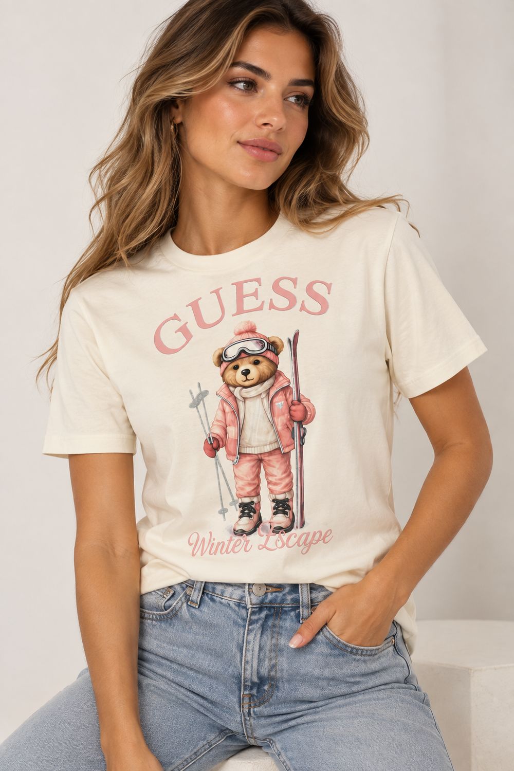 Guess Winter Bear T-Shirt – Crème
