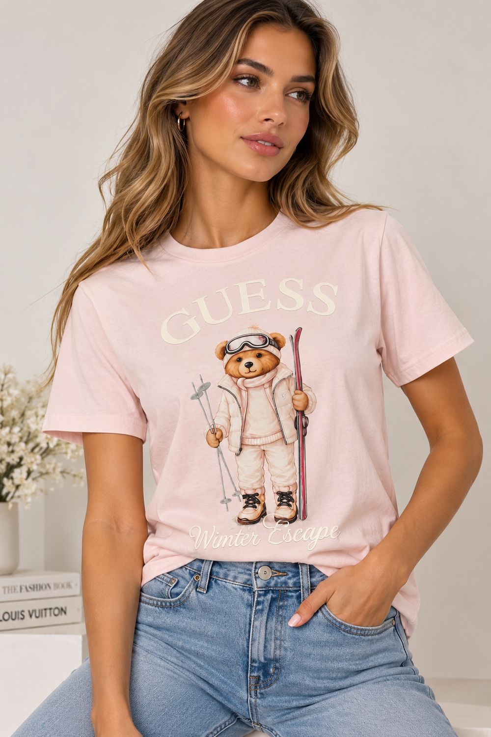 Guess Winter Bear T-Shirt – Lichtroze